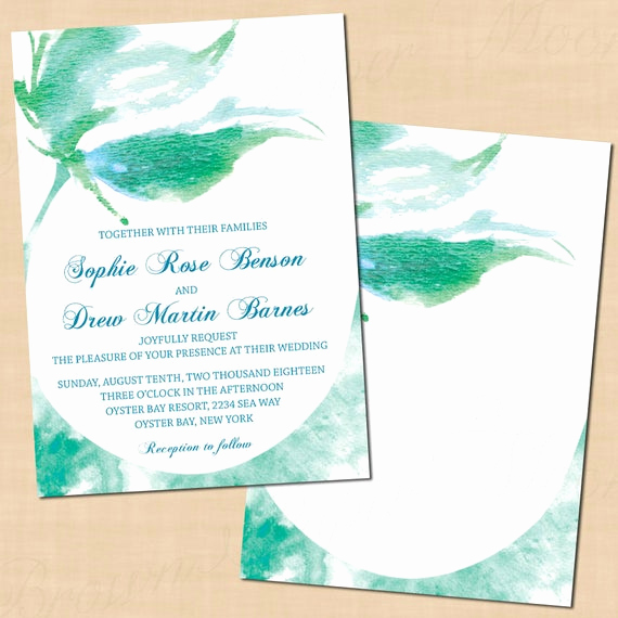 Mermaid Tail Invitation Template Elegant Mermaid Tail Wedding Invitation Template Green Watercolor 5