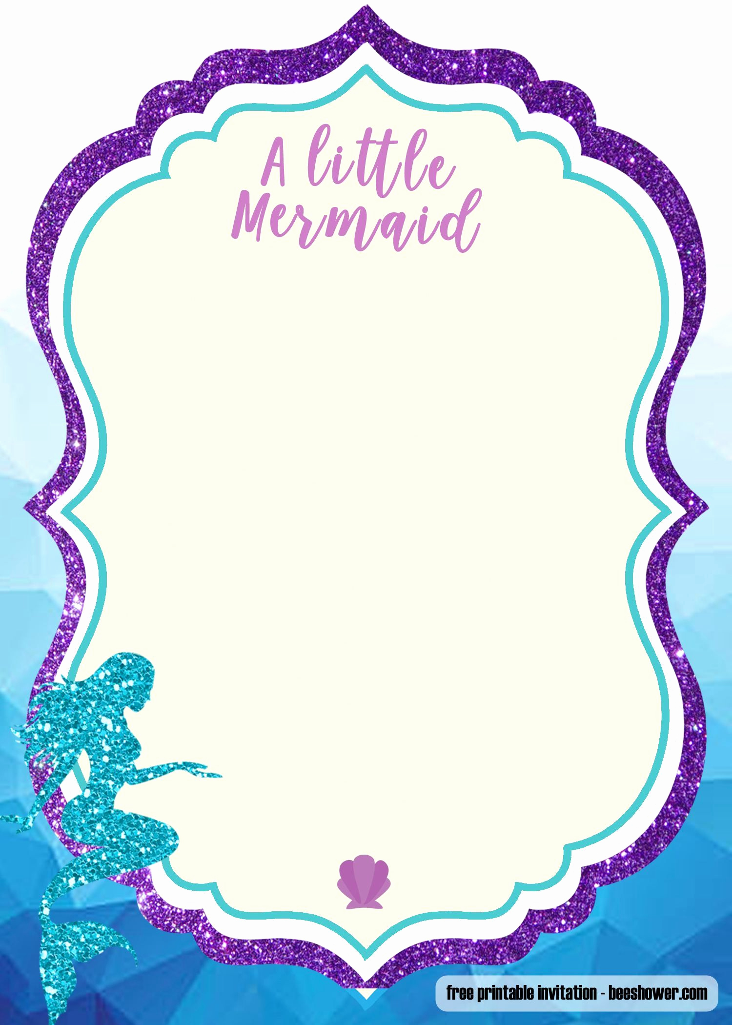 Mermaid Tail Template for Invitation Elegant Free Printable Mermaid Baby Shower Invitation