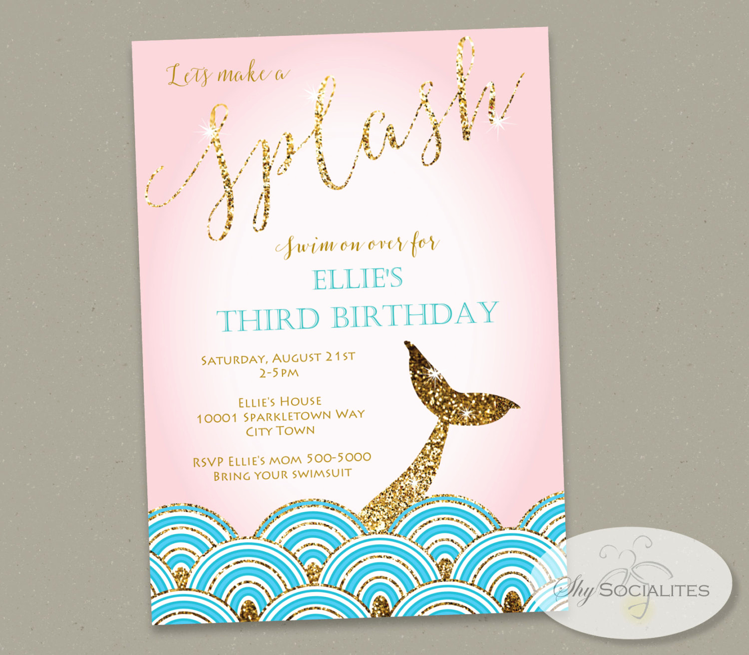 Mermaid Tail Template for Invitation Fresh Mermaid Invitation Gold Mermaid Gold Glitter Under the