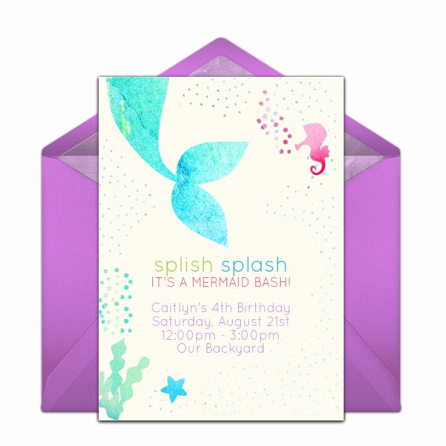 Mermaid Tail Template for Invitation Inspirational Free Mermaid Splish Splash Invitations In 2019