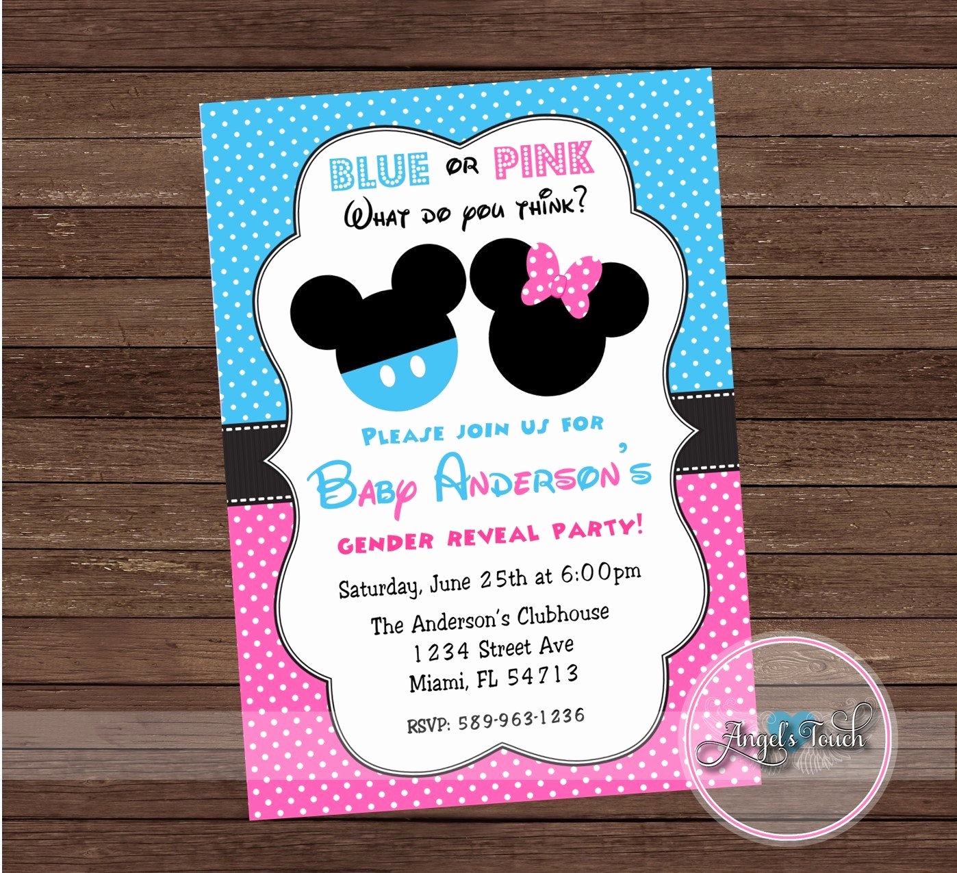 Mickey and Minnie Invitation New Mickey and Minnie Mouse Gender Reveal Party Invitation