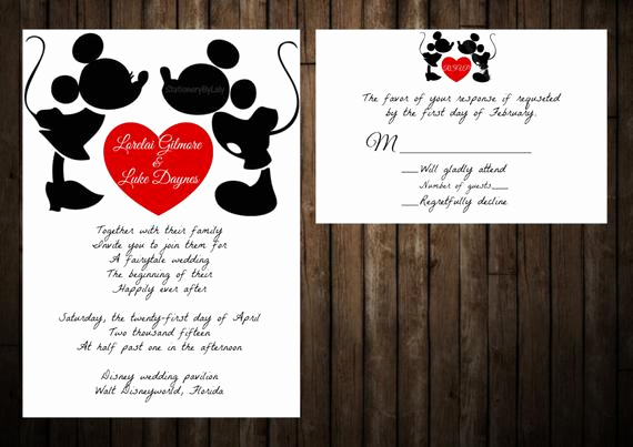 Mickey and Minnie Wedding Invitation Elegant Mickey and Minnie Wedding Invitation Disney by