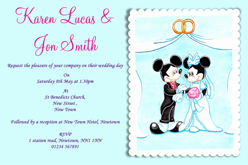 Mickey and Minnie Wedding Invitation Lovely Personalised Wedding Invitations Disney Mouse Married