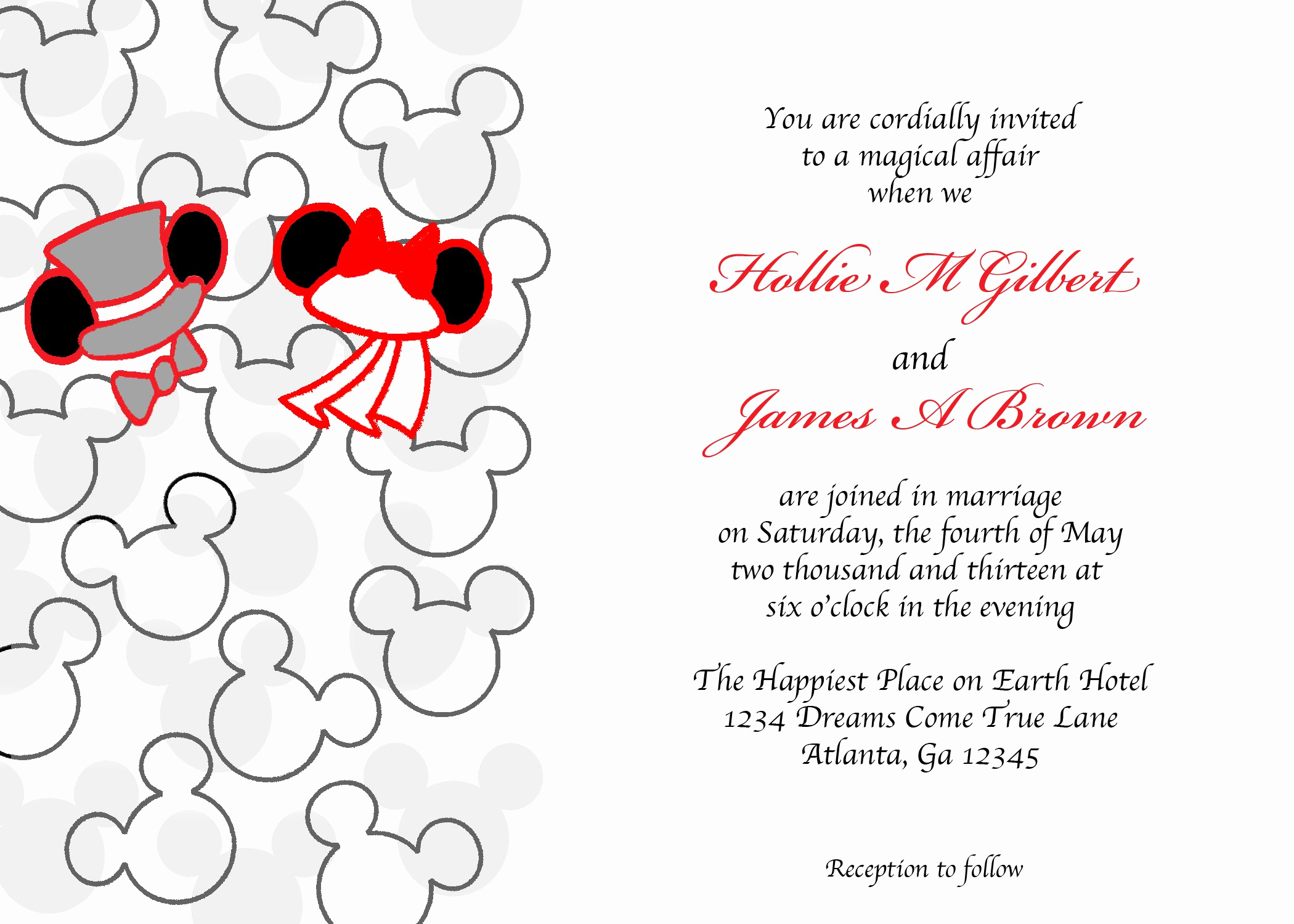 Mickey and Minnie Wedding Invitation Lovely Pixiedustinvitations Mickey and Minnie
