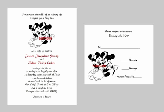 Mickey and Minnie Wedding Invitation New 100 Personalized Custom Disney Mickey and Minnie Wedding