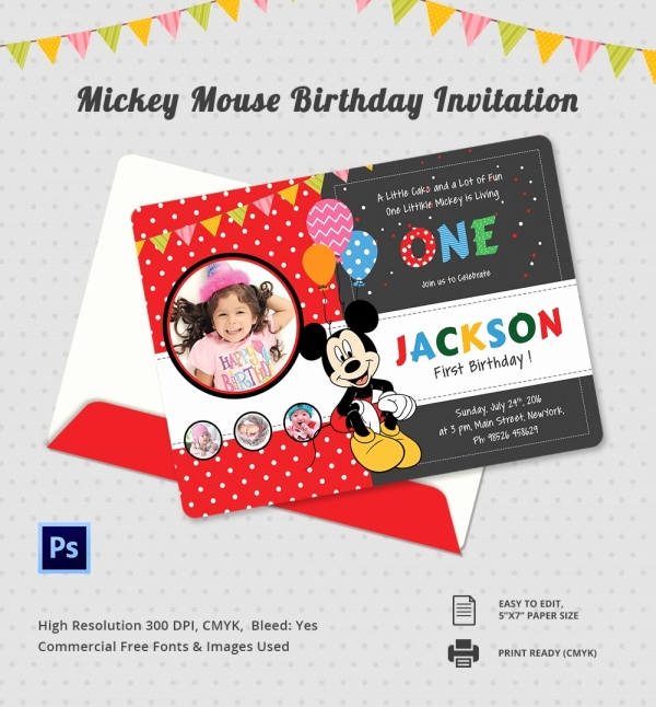 Mickey Mouse Birthday Invitation Template Beautiful Mickey Mouse Invitation Template – 23 Free Psd Vector