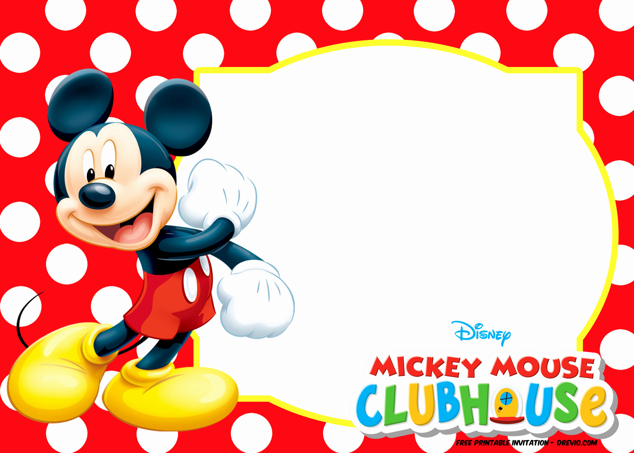 Mickey Mouse Birthday Invitation Template Beautiful Mickey Mouse Polka Dot Invitation Templates