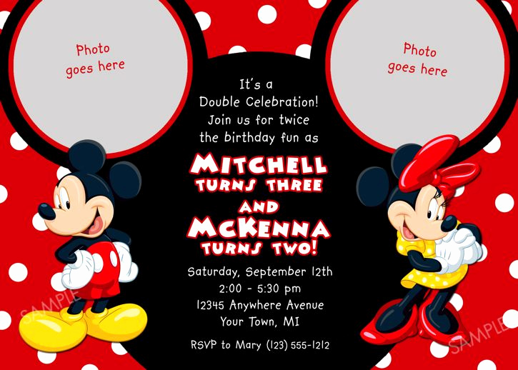 Mickey Mouse Birthday Invitation Template Best Of Details About Mickey Mouse Birthday Invitation Party Card