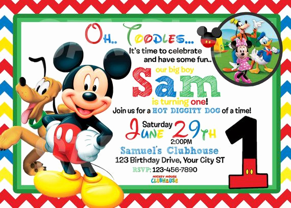 Mickey Mouse Birthday Invitation Template Elegant Free Printable Mickey Mouse 1st Birthday Invitations