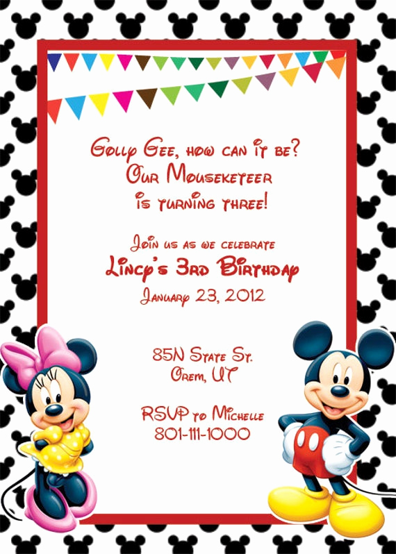 Mickey Mouse Birthday Invitation Template Fresh Items Similar to Mickey Mouse Printable Birthday Party
