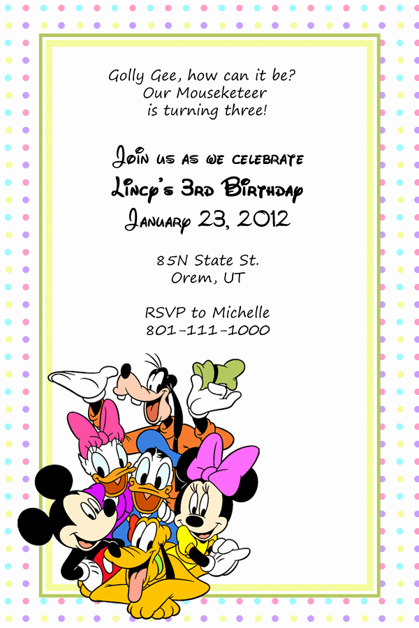 Mickey Mouse Birthday Invitation Template Inspirational Birthday Invitation Template for Mickey Mouse and Friends