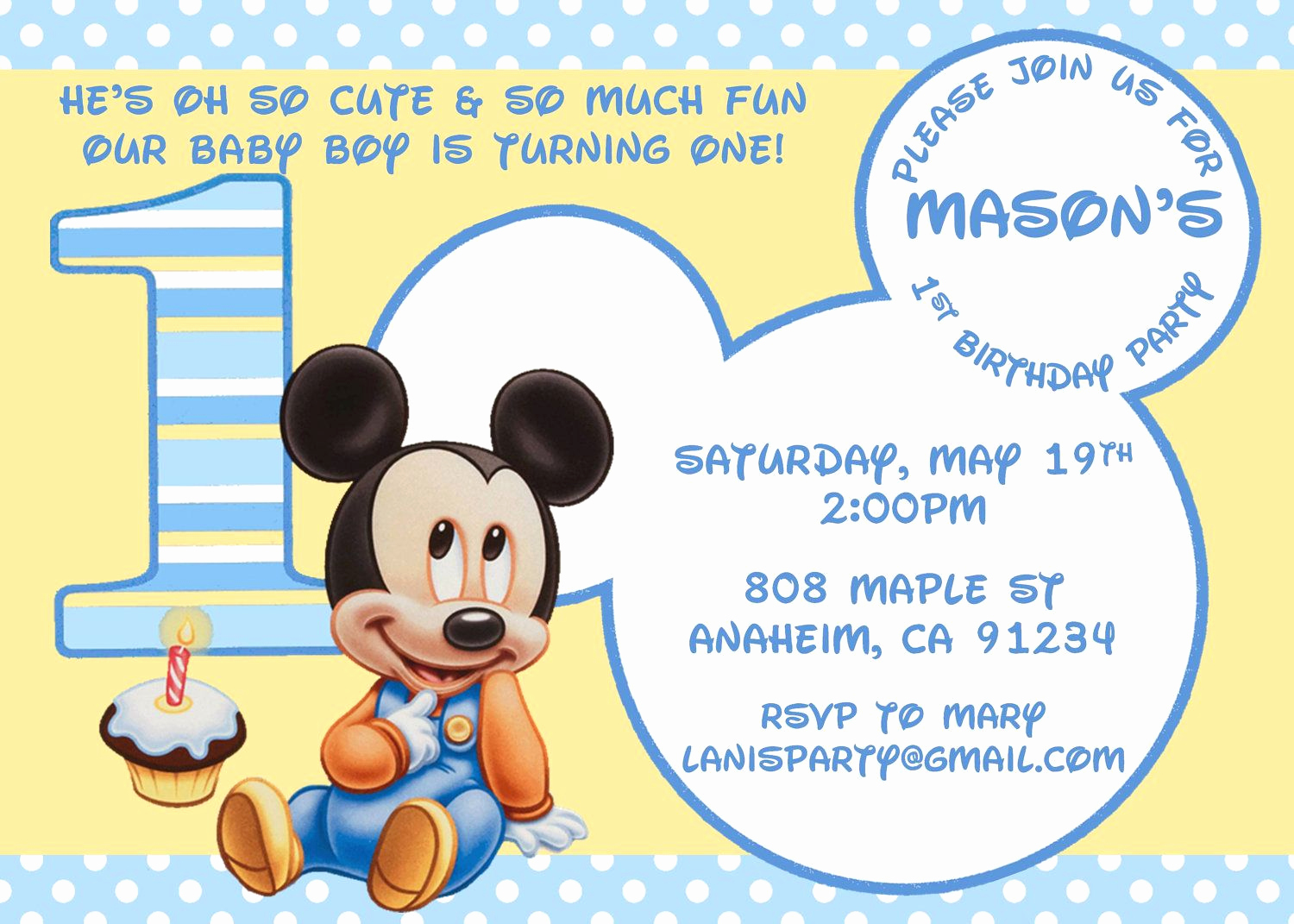 Mickey Mouse Birthday Invitation Template Luxury Baby Mickey Mouse Matches Mickey S 1st Party Supplies