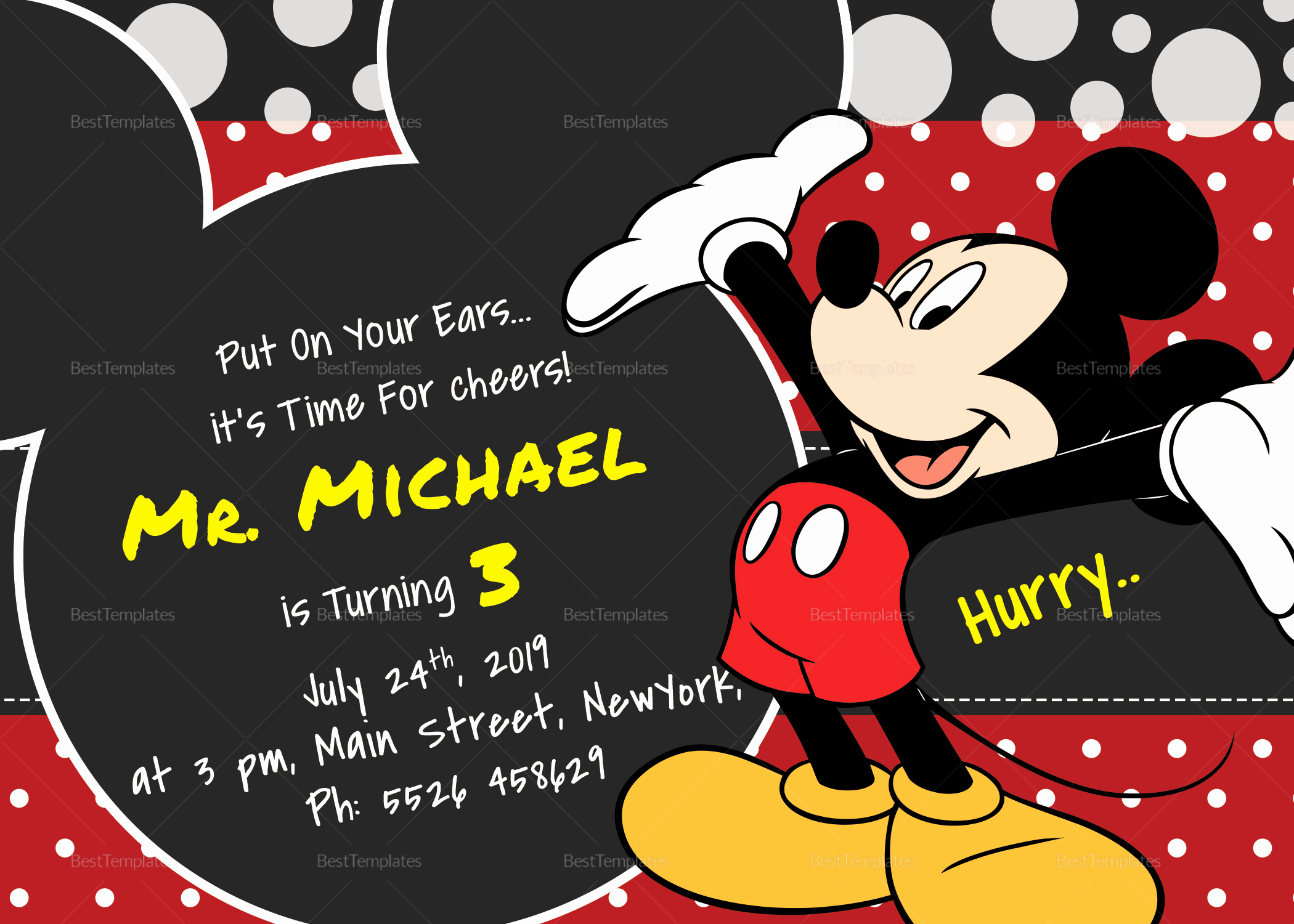 Mickey Mouse Birthday Invitation Template New Delightful Mickey Mouse Birthday Invitation Card Design