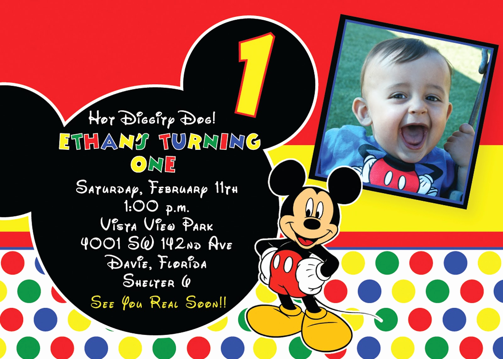 Mickey Mouse Birthday Invitation Template Unique Free Printable 1st Mickey Mouse Birthday Invitations