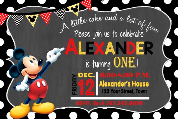 Mickey Mouse Birthday Invitation Wording New 31 Mickey Mouse Invitation Templates Free Sample