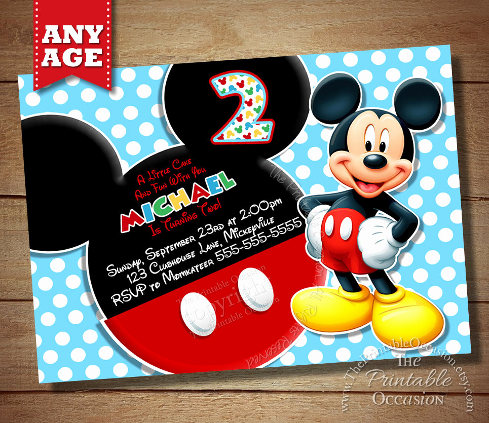 Mickey Mouse Birthday Invitation Wording New Free Printable Mickey Mouse Birthday Invitations