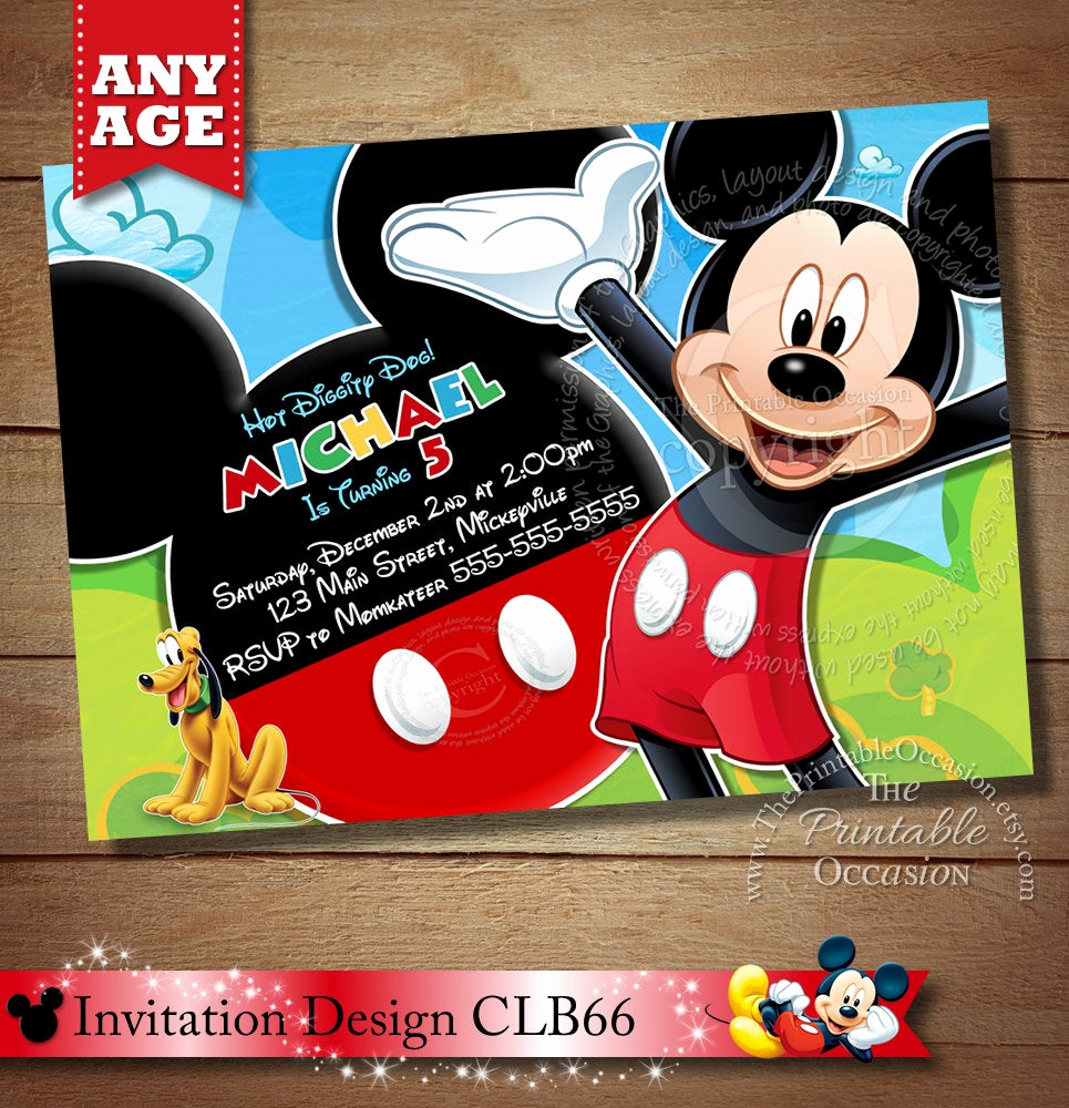Mickey Mouse Clubhouse Invitation Template Luxury Mickey Mouse Clubhouse Invitation Mickey Invitation Mickey