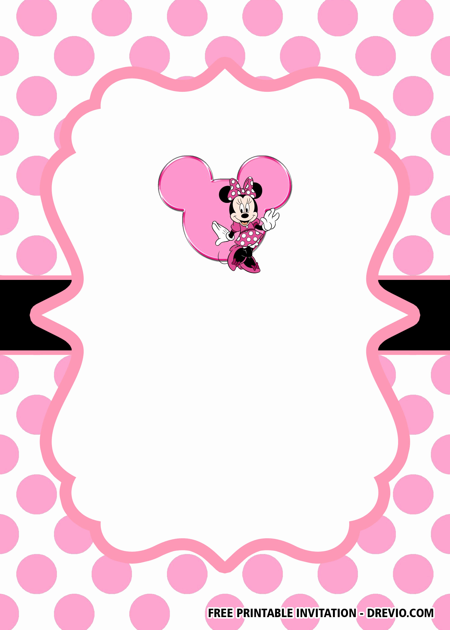free minnie mouse head pink invitation templates