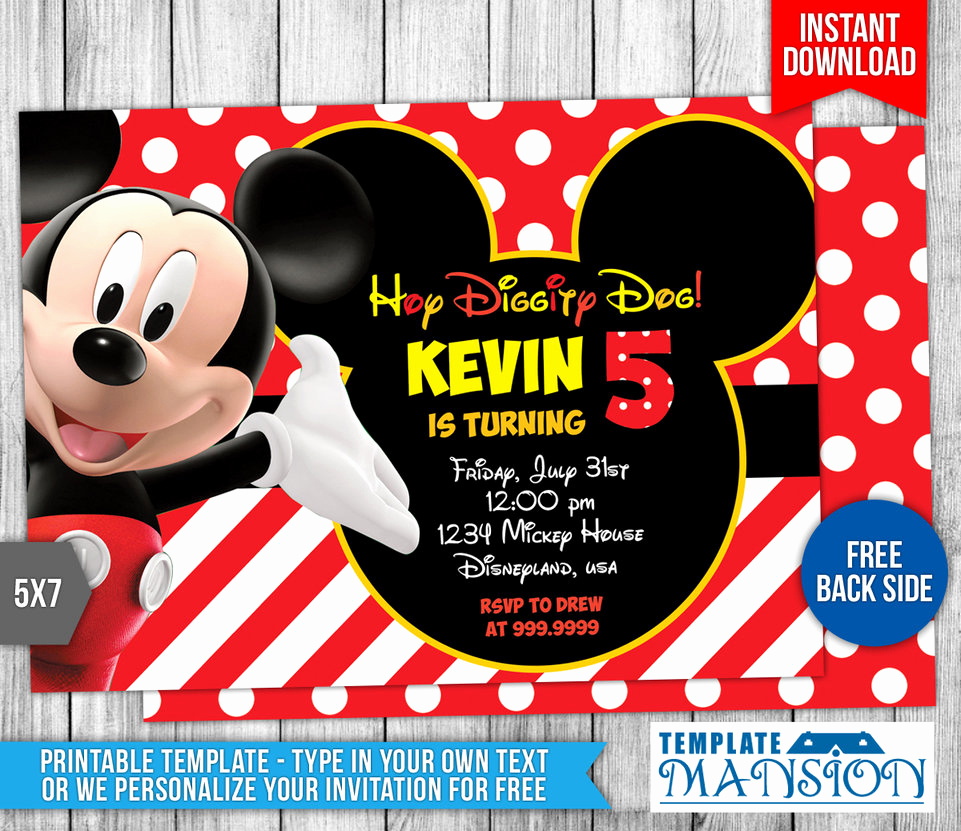 Mickey Mouse Invitation Template Inspirational Mickey Mouse Clubhouse Birthday Invitation by