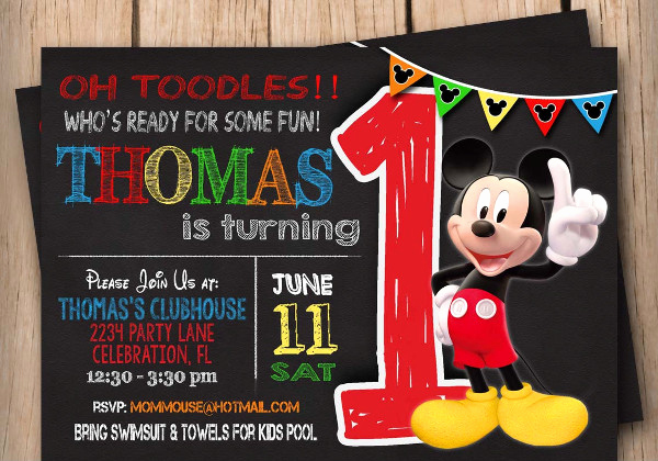 Mickey Mouse Invitation Templates Free Lovely 9 Mickey Mouse Birthday Invitation Designs &amp; Templates