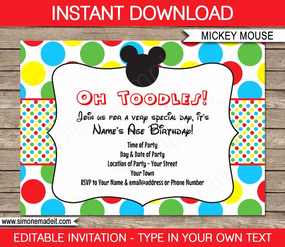 Mickey Mouse Invitation Templates Free Lovely Mickey Mouse Invitation Template Birthday Party