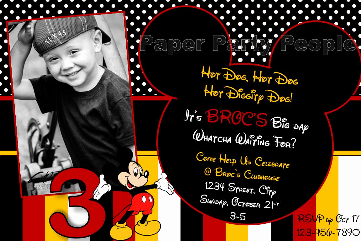 Mickey Mouse Invitation Wording New Party