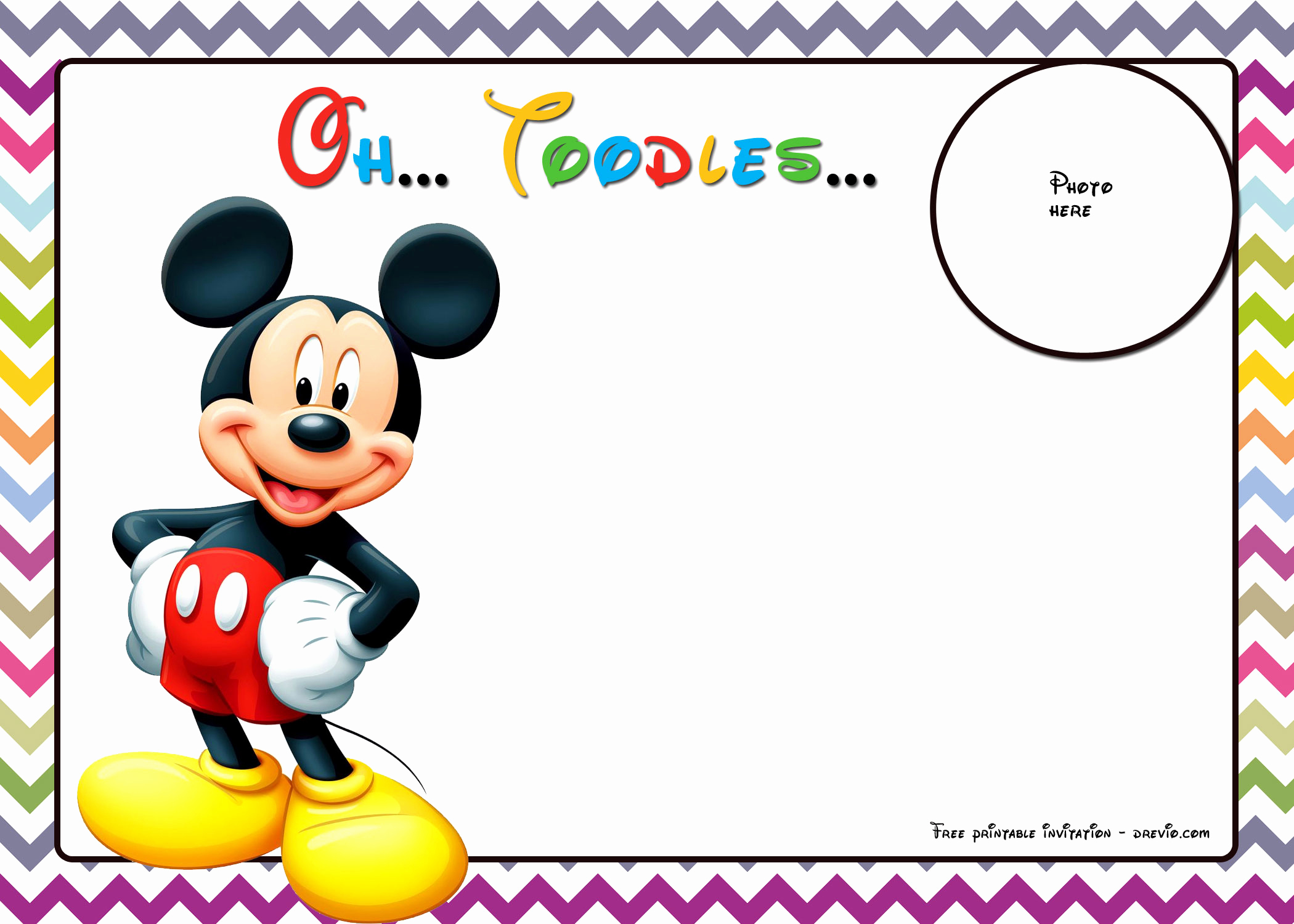Mickey Mouse Printable Invitation Elegant Free Mickey Mouse Birthday Invitations Template – Chevron