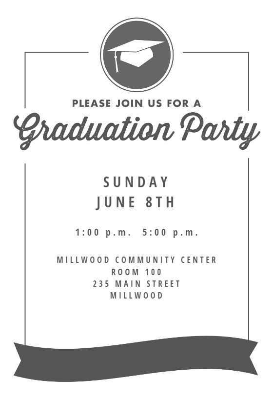 Microsoft Word Graduation Invitation Templates Unique Ribbon Graduation Graduation Party Invitation Template