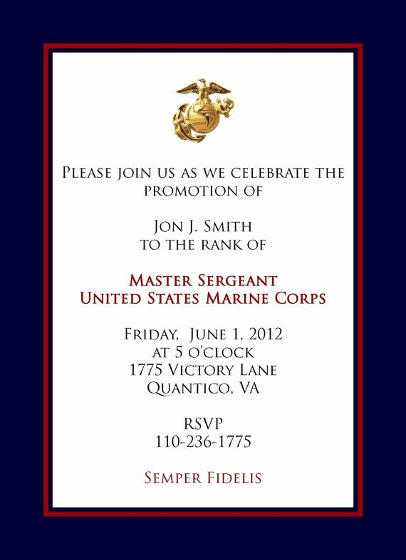 Military Retirement Invitation Templates Beautiful Marine Promotional Announcement