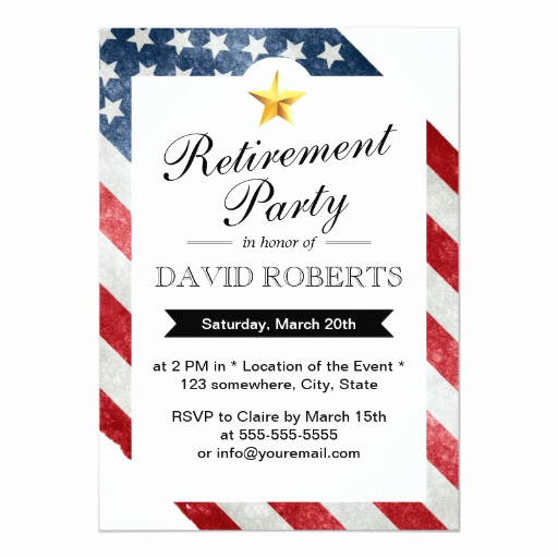 Military Retirement Invitation Templates Lovely Military Retirement Gold Star &amp; American Flag Card