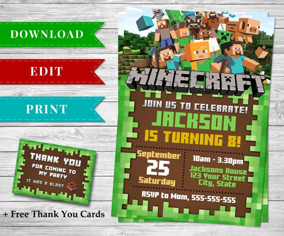 Minecraft Birthday Party Invitation Elegant 126 Best Images About Minecraft Printable Papercrafts On