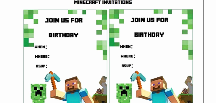 Minecraft Birthday Party Invitation Elegant Minecraft Printable Party Invitations
