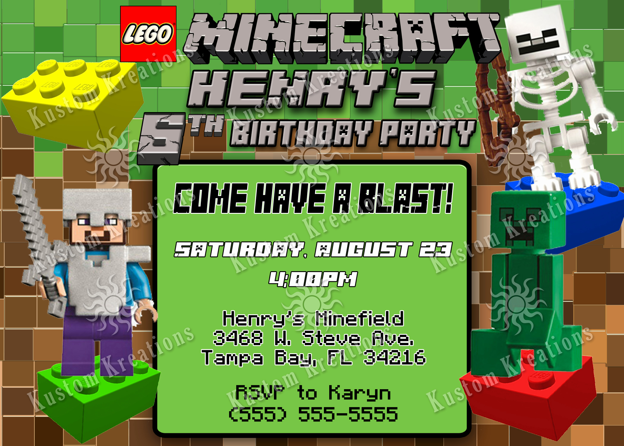 Minecraft Birthday Party Invitation Fresh Lego Minecraft Birthday Invitation