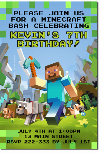 Minecraft Birthday Party Invitation Unique Minecraft Birthday Invitations Candy Wrappers Thank You