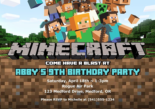 Minecraft Party Invitation Template Best Of Minecraft Birthday Party Invitations
