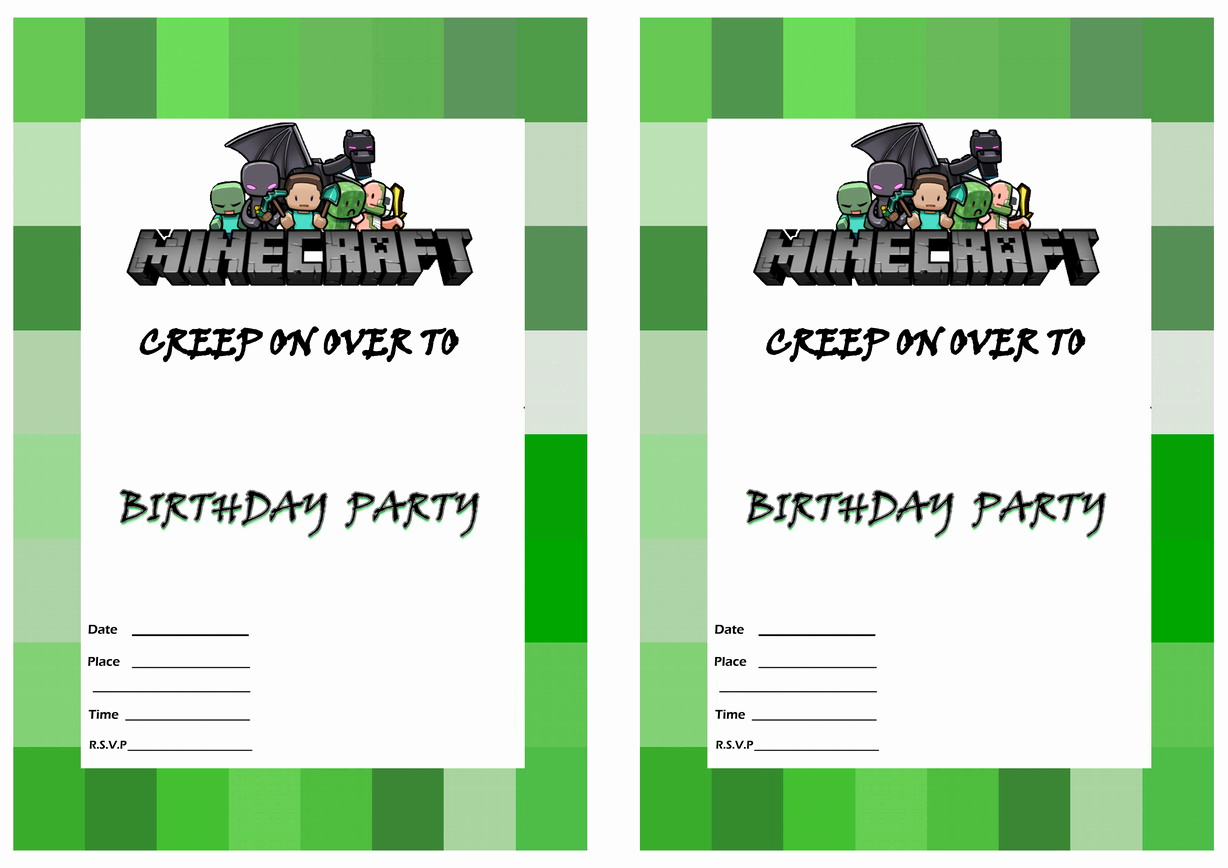 Minecraft Party Invitation Template Fresh Minecraft Birthday Invitations