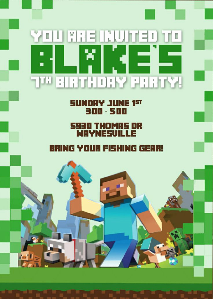 Minecraft Party Invitation Template Inspirational Minecraft Invitation by Designsnow Party