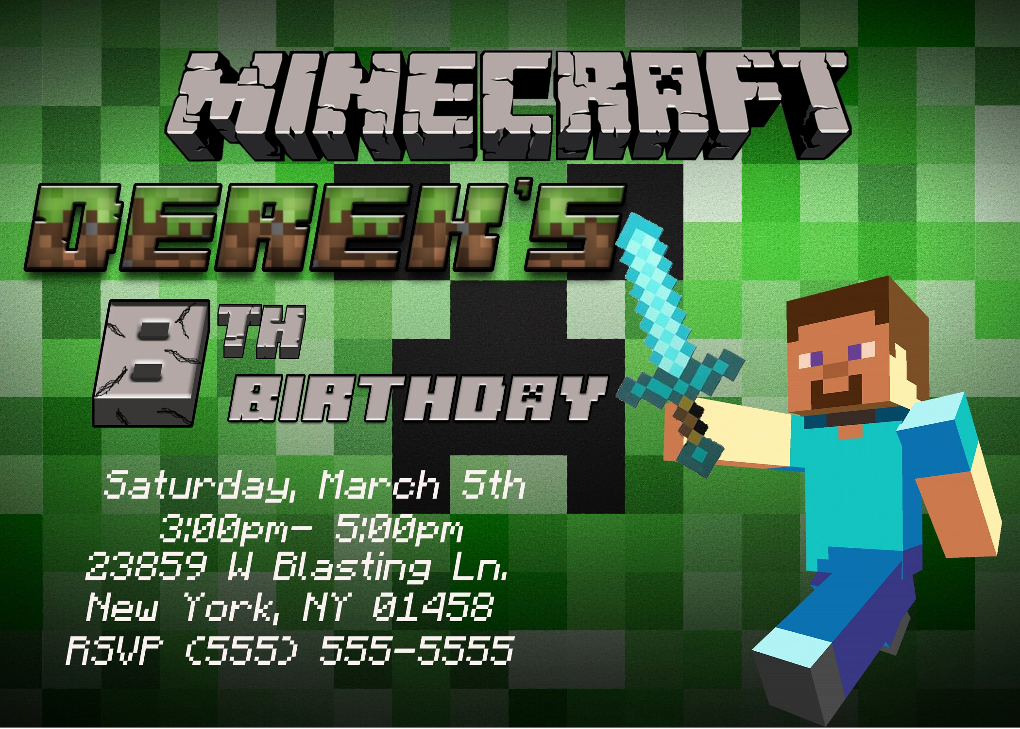 Minecraft Party Invitation Template Luxury New Birthday Card All About Birthday Invitation Cards