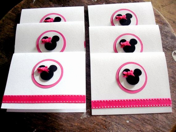 6 minnie mouse thank you cards