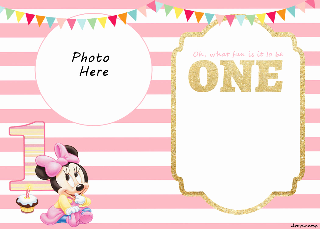 Minnie Mouse Invitation Template Awesome Free Printable Minnie Mouse 1st Invitation Templates