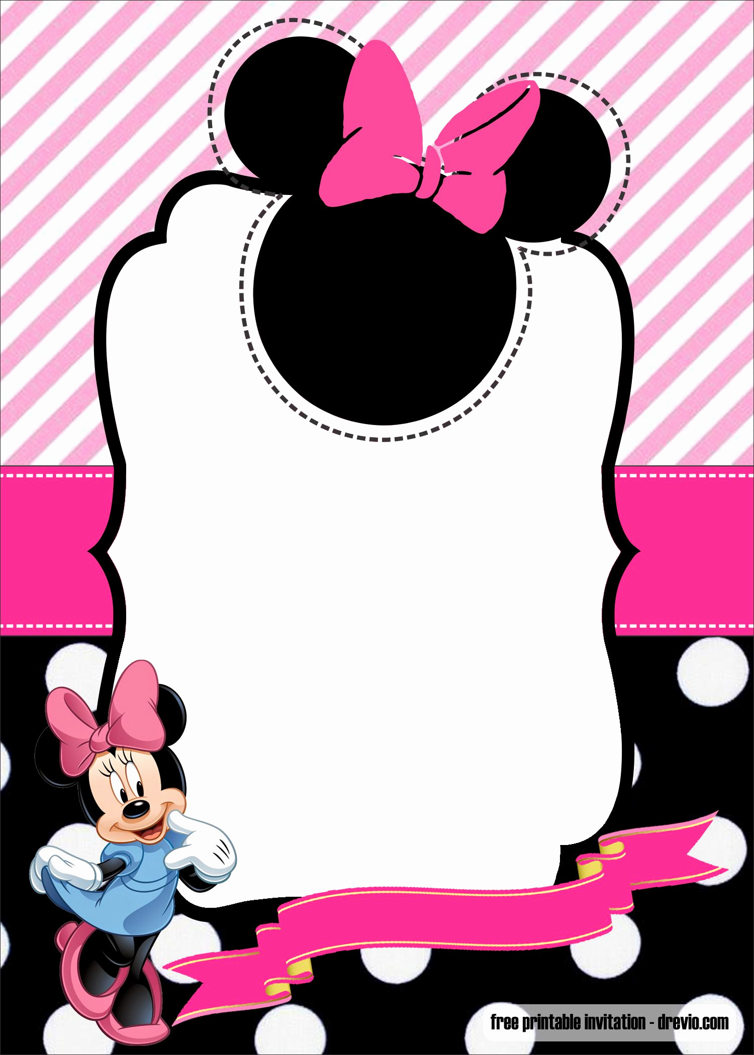 Minnie Mouse Invitation Template Beautiful Free Minnie Mouse 1st Birthday Invitation Template