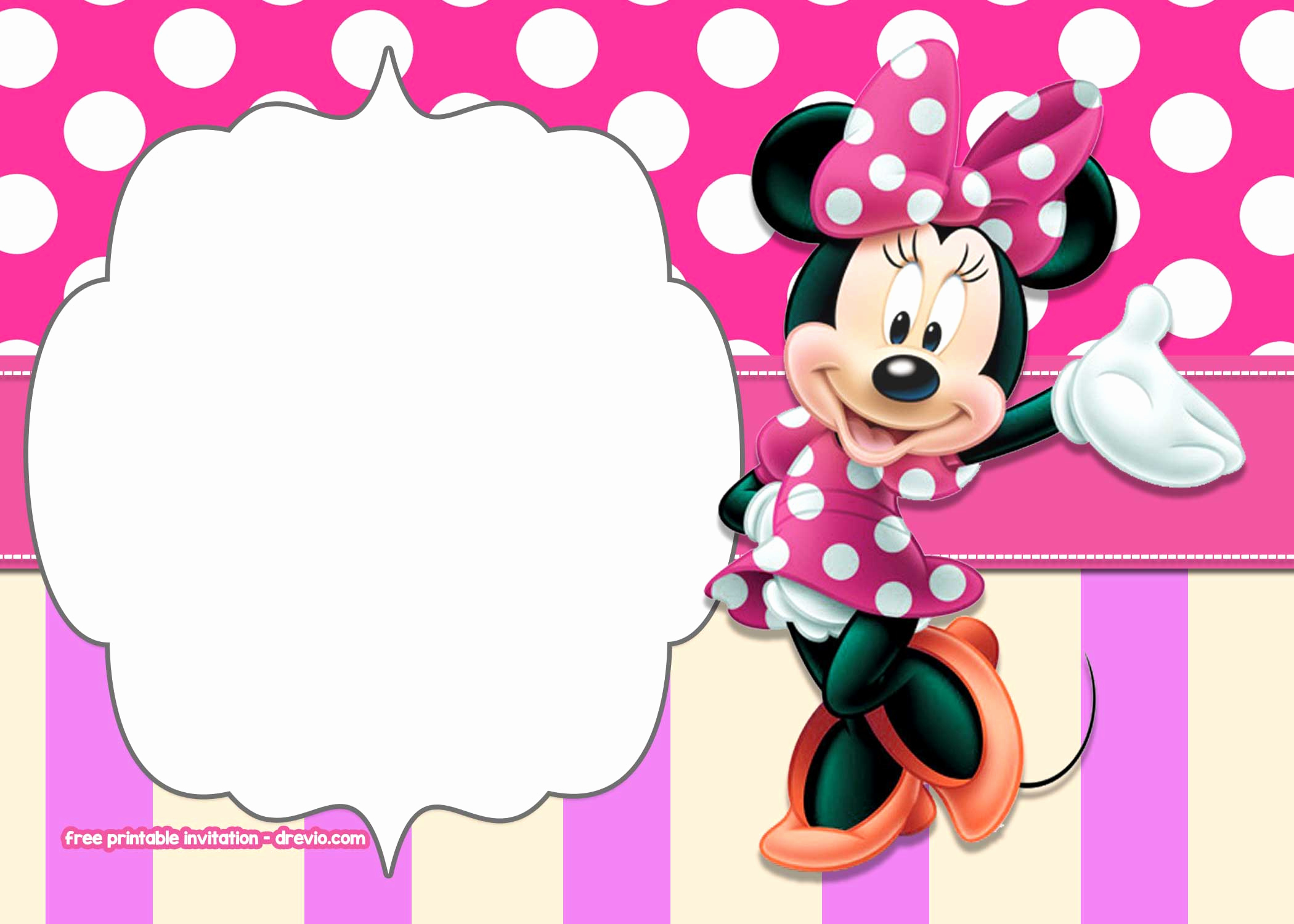 Minnie Mouse Invitation Template Free Luxury Minnie Mouse Polkadot Free Printable Invitation Templates