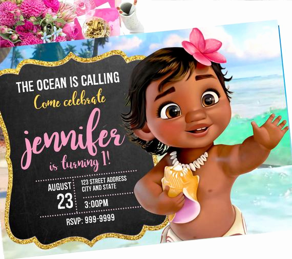 Moana Invitation Template Free New Baby Moana Birthday Invitation Baby Moana Invite Baby Moana