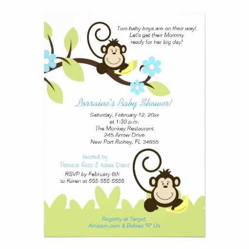 Monkey Baby Shower Invitation Templates Awesome 17 Best Images About Twin Monkey Baby Shower Invitations