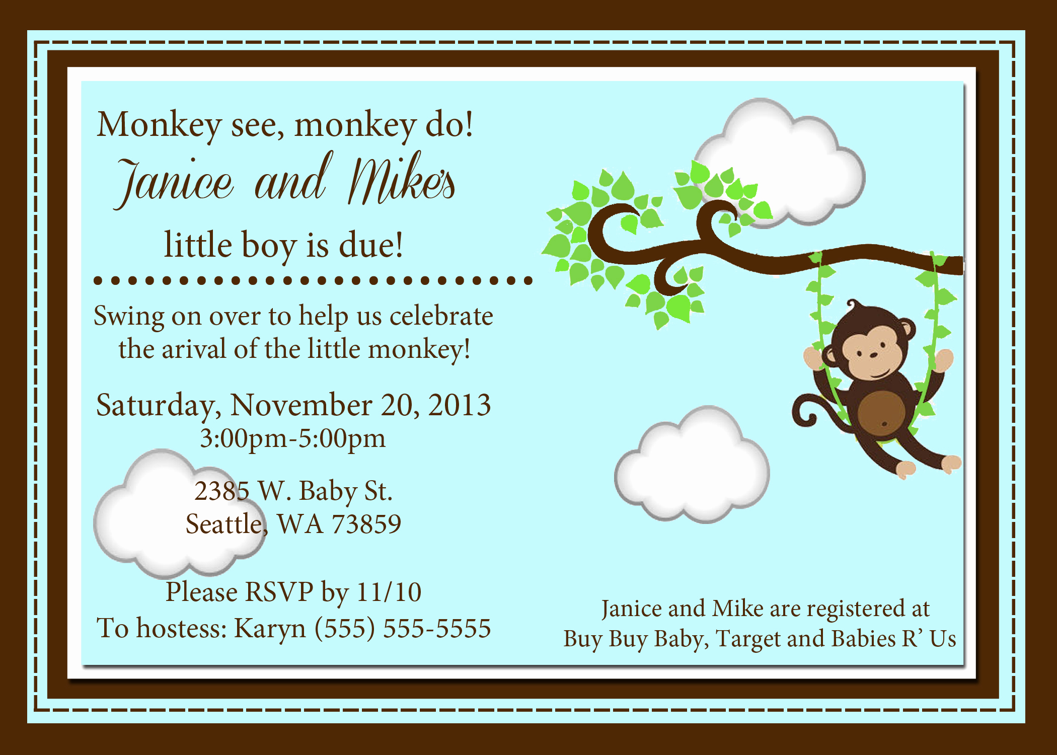 Monkey Baby Shower Invitation Unique Monkey Baby Shower Invitations