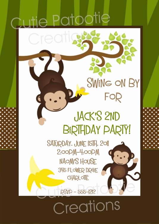 Monkey Invitation Templates Free Luxury Monkey Safari Birthday Invitations