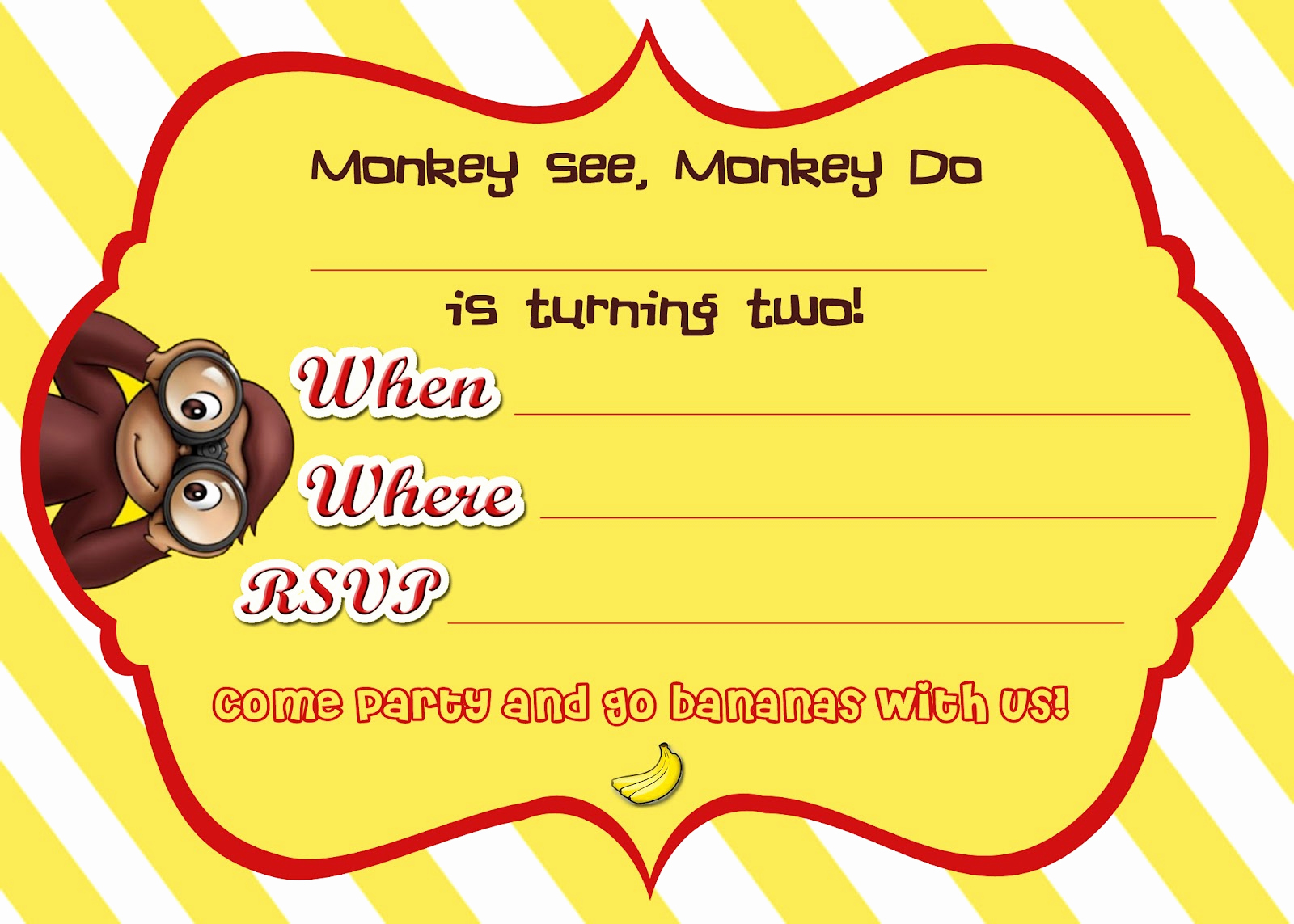 Monkey Invitation Templates Free Luxury Mrs This and that Curious George Birthday Party