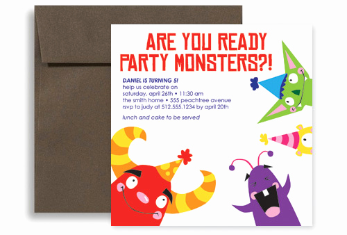 Monster Birthday Invitation Template Elegant Kids Party Monster Printable Birthday Invitation 5x5 In