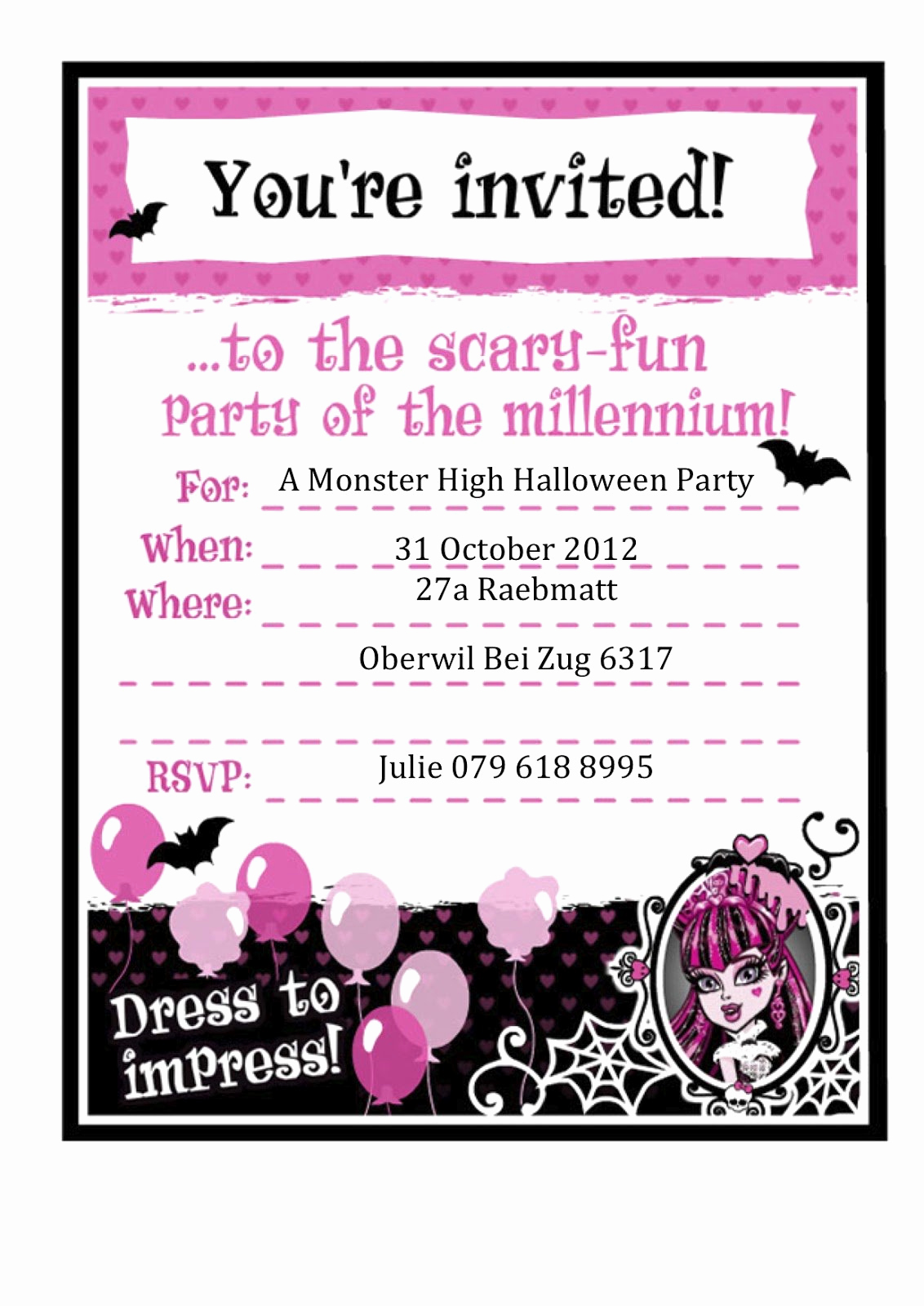 Monster Birthday Invitation Template Unique Monster High Invitation Backgrounds