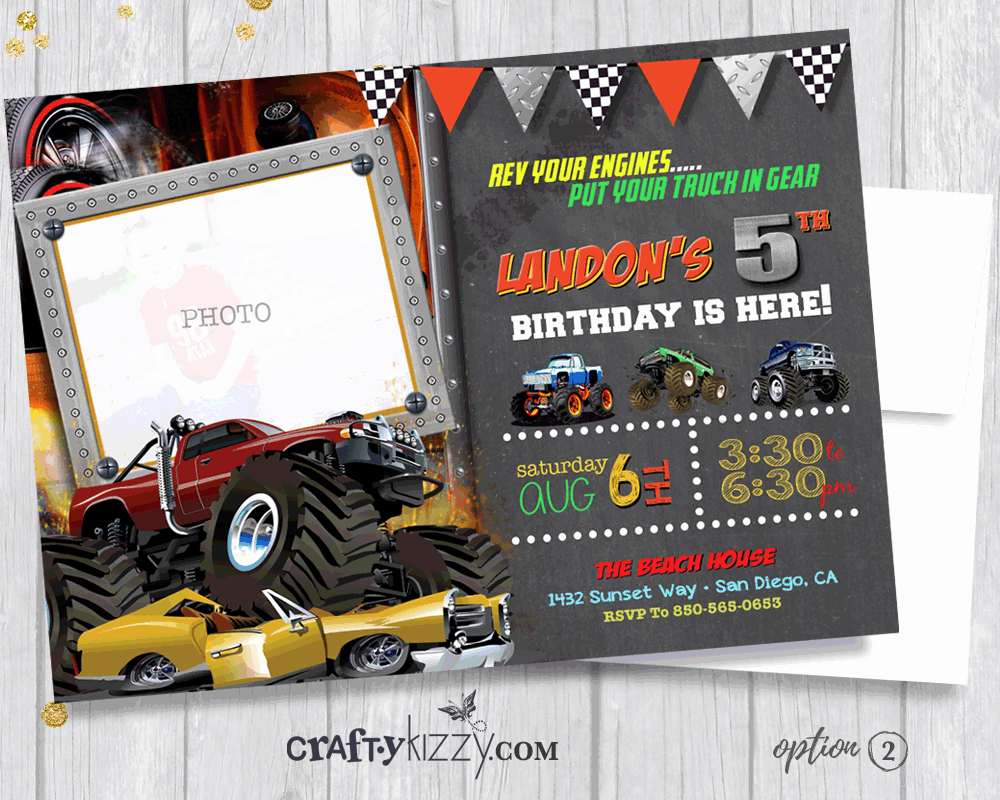 Monster Truck Invitation Templates Free Awesome Monster Truck Birthday Invitation F Roading Birthday